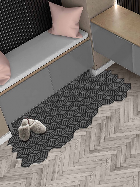 Коврик придверный влаговпитывающий SHAHINTEX Жаккард ТПР 60х120 графит 01 S - 4