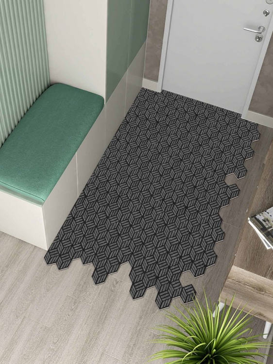 Коврик придверный влаговпитывающий SHAHINTEX Жаккард ТПР 120х200 графит 01 S - 4