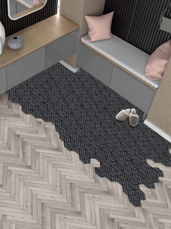 Коврик придверный влаговпитывающий SHAHINTEX Жаккард ТПР 120х200 графит 01 S - 5