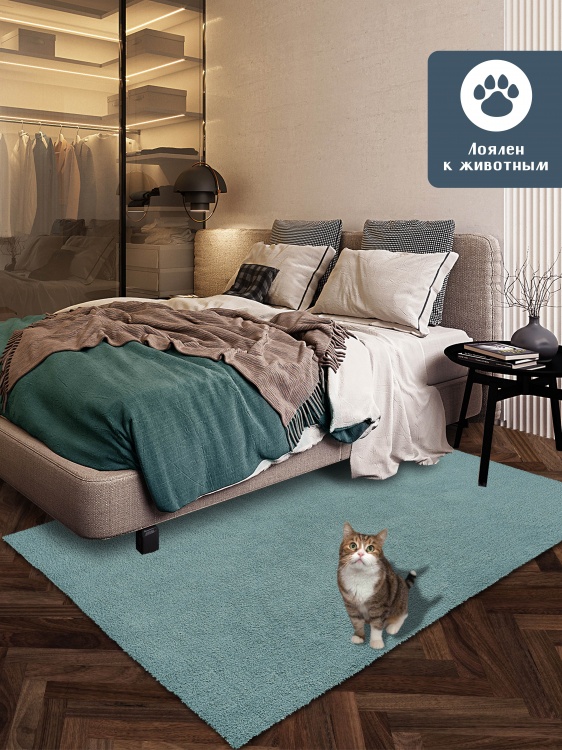 Коврик НАНОХЛОПОК SHAHINTEX 150х200 аквамариновый 01 S - 3