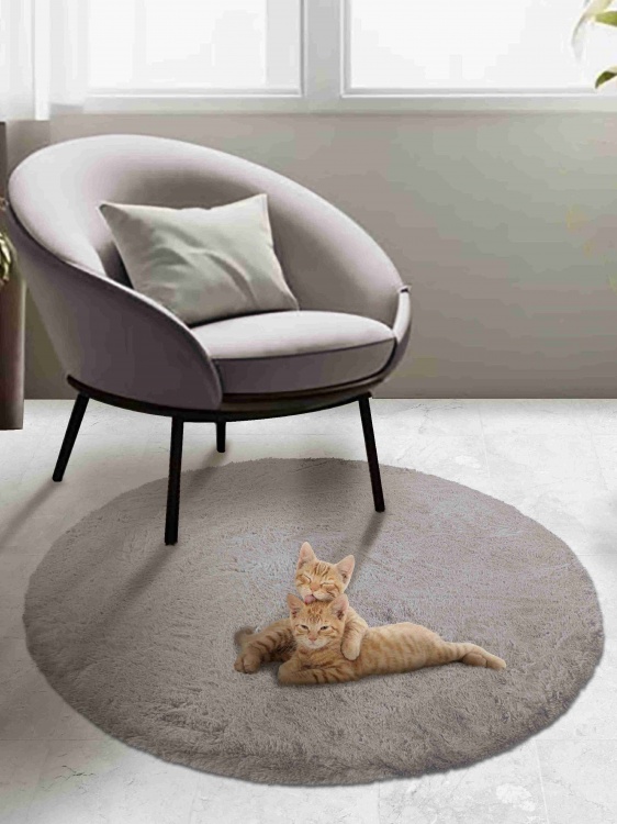 Коврик меховой SHAHINTEX (3 см) круг d-99 горностай 22 S - 2