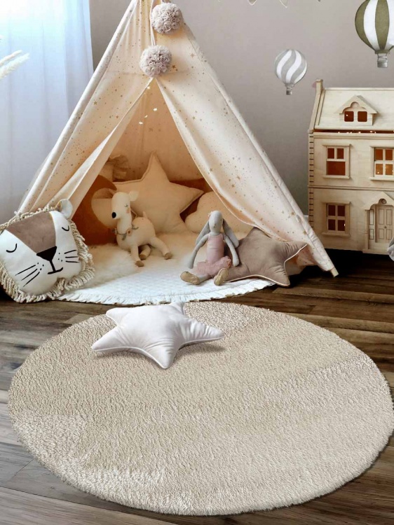 Коврик плюшевый D-99 (круг) бежевый 04 S - 2