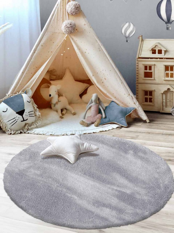 Коврик плюшевый D-99 (круг) серый 02 S - 3