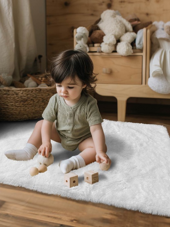 Коврик меховой SHAHINTEX (3 см) 67х130 белый кролик 28 S - 3