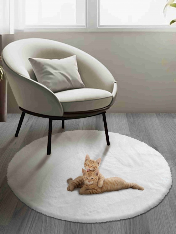 Коврик меховой SHAHINTEX (3 см) круг d-99 белый кролик 28 S - 3