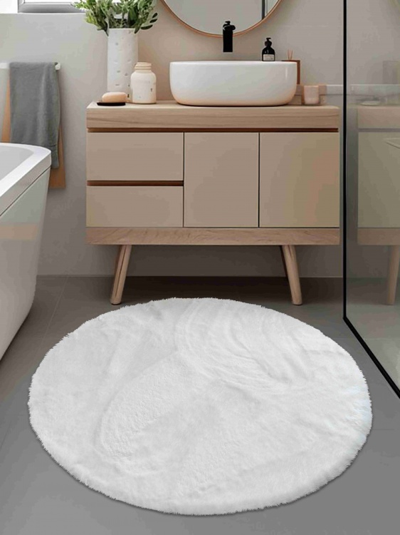 Коврик меховой SHAHINTEX (3 см) круг d-99 белый кролик 28 S - 4